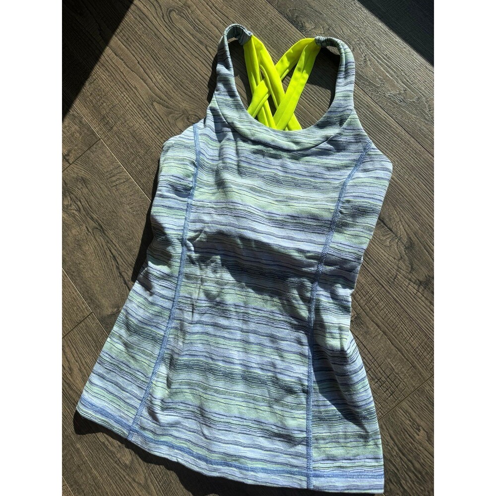 Lululemon Enhearten Tank Space Dye Blue Neon Green Size 4